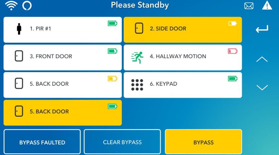 New Haven security system command screen.